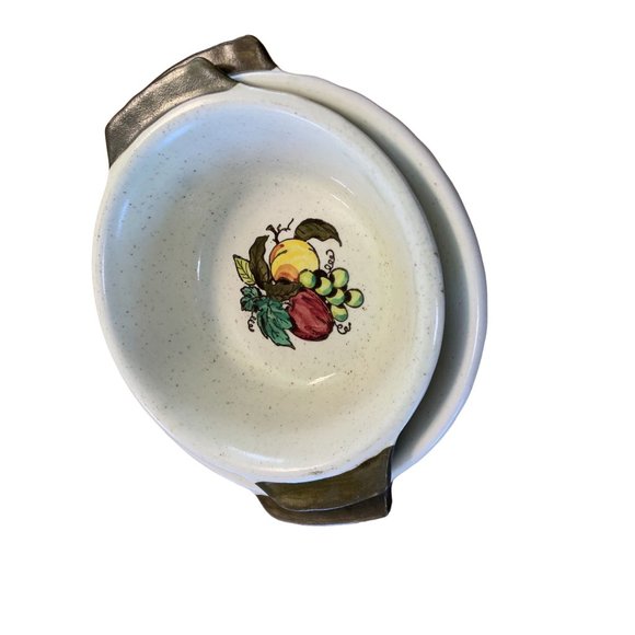 Poppy Trail Metlox Provincial Green Handled Bowl Fruit Center 8 in & 9 in Diamet - Picture 8 of 8